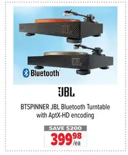 2001 Audio Video BTSPINNER JBL Bluetooth Turntable with AptX-HD encoding offer