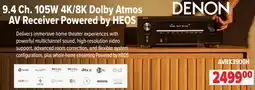 2001 Audio Video AVRX3800H DENON 9.4 Ch. 105W 4K/8K Dolby Atmos AV Receiver Powered by HEOS offer