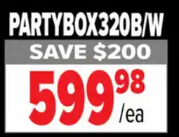 2001 Audio Video PARTYBOX320B PARTY BOX BT DJ PAD WHEELS WHT offer