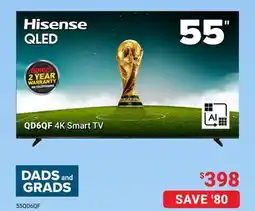 Visions Electronics Hisense QLED 55 QD6QF 4K Smart TV offer