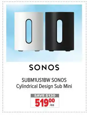 2001 Audio Video SUBM1US1BW SONOS Cylindrical Design Sub Mini offer