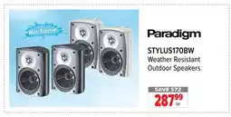2001 Audio Video STYLIST170BW PARADIGM Weather Resistant Outdoor Speakers offer