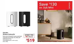 Visions Electronics Sonos Sub Mini Wireless Subwoofer offer