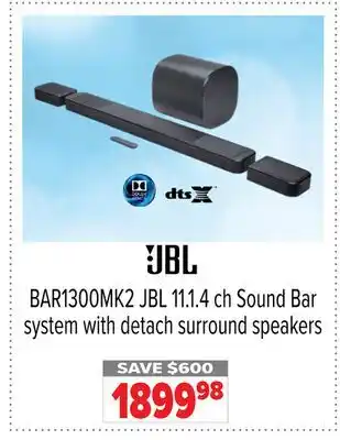 2001 Audio Video BAR1300MK2 JBL 11.1.4 ch Sound Bar system with detach surround speakers offer