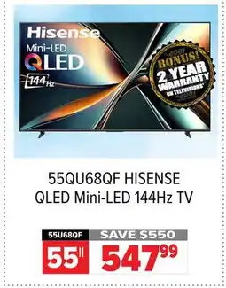 2001 Audio Video 55QU68QF 55 HISENSE QLED Mini-LED 144Hz TV offer