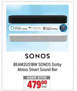 2001 Audio Video BEAM2US1BW SONOS Dolby Atmos Smart Sound Bar offer