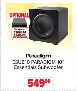 2001 Audio Video ESUB10 PARADIGM 10 Essentials Subwoofer offer