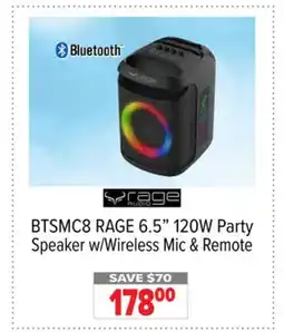 2001 Audio Video BTSMC8 RAGE 6.5 120W Party Speaker w/Wireless Mic & Remote offer