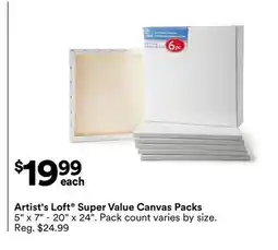 Michaels Artist's Loft Super Value Canvas Packs offer