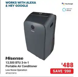 Visions Electronics Hisense 13,500 BTU 3-in-1 Portable Air Conditioner offer