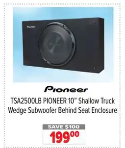 2001 Audio Video TSA2500LB PIONEER 10 Shallow Truck Wedge Subwoofer Behind Seat Enclosure offer