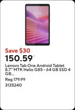 Staples Lenovo Tab One Android Tablet 8.7 MTK Helio G85 - 64 GB SSD 4 GB RAM with Folio Case - Luna Grey offer