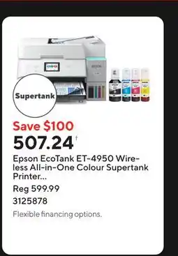 Staples Epson EcoTank ET-4950 Wireless All-in-One Colour Supertank Printer – White offer