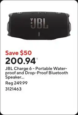 Staples JBL Charge 6 - Portable Waterproof and Drop-Proof Bluetooth Speaker - Black offer
