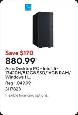 Staples Asus Desktop PC - Intel i5-13420H/512GB SSD/16GB RAM/Windows 11 Home/Grey offer