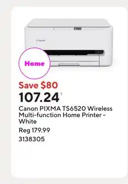 Staples Canon PIXMA TS6520 Wireless Multi-function Home Printer - White offer