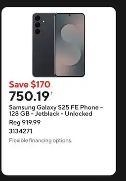 Staples Samsung Galaxy S25 FE Phone - 128 GB - Jetblack - Unlocked offer
