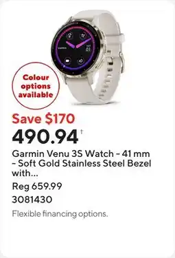 Staples Garmin Venu 3S Watch - 41 mm - Soft Gold Stainless Steel Bezel with Ivory Case and Silicone Band offer