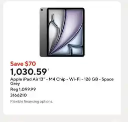 Staples Apple iPad Air 13 - M4 Chip - Wi-Fi - 128 GB - Space Grey offer