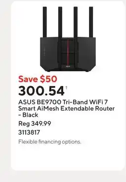 Staples ASUS BE9700 Tri-Band WiFi 7 Smart AiMesh Extendable Router - Black offer