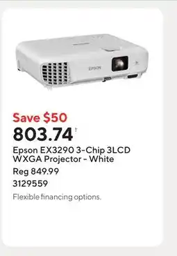 Staples Epson EX3290 3-Chip 3LCD WXGA Projector - White offer