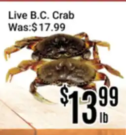 Nations Fresh Foods Live B.C. Crab offer