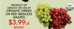 Fiesta Farms ORGANIC GREEN OR RED SEEDLESS GRAPES offer