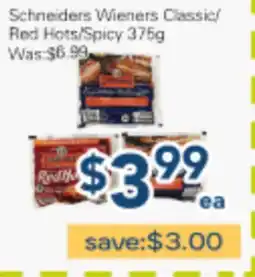 Oceans Fresh Food Market Schneiders Wieners Classic/ Red Hots/Spicy offer