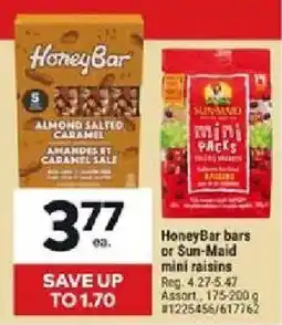 Giant Tiger HoneyBar bars or Sun-Maid mini raisins offer