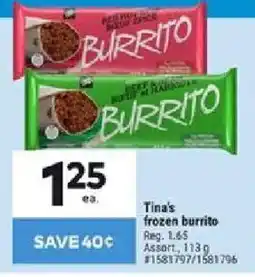 Giant Tiger Tina's frozen burrito offer