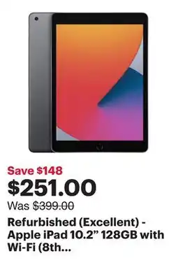 Best Buy Refurbished (Excellent) - Apple iPad 10.2 128GB with Wi-Fi (8th Generation) - Space Gray offer