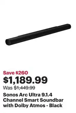 Best Buy Sonos Arc Ultra 9.1.4 Channel Smart Soundbar with Dolby Atmos - Black offer