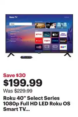 Best Buy Roku 40 Select Series 1080p Full HD LED Roku OS Smart TV (40R3E5CA) - 2026 - Only at Best Buy offer