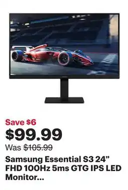 Best Buy Samsung Essential S3 24 FHD 100Hz 5ms GTG IPS LED Monitor (LS24D300GANXZA) - Black offer