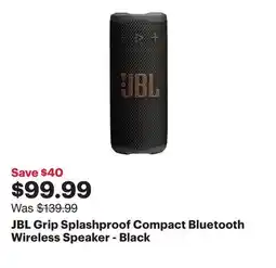 Best Buy JBL Grip Splashproof Compact Bluetooth Wireless Speaker - Black offer