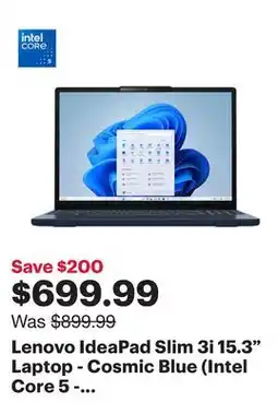 Best Buy Lenovo IdeaPad Slim 3i 15.3 Laptop - Cosmic Blue (Intel Core 5 - 210H/16GB RAM/512GB SSD/Windows 11) offer