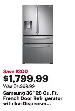 Best Buy Samsung 36 28 Cu. Ft. French Door Refrigerator with Ice Dispenser (RF28R7201SR/AA) - Stainless Steel offer