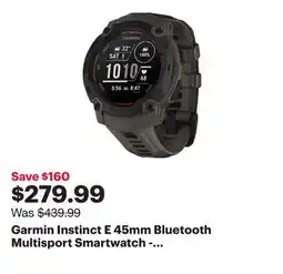 Best Buy Garmin Instinct E 45mm Bluetooth Multisport Smartwatch - Black/Charcoal offer