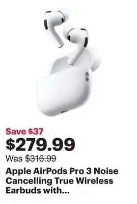 Best Buy Apple AirPods Pro 3 Noise Cancelling True Wireless Earbuds with MagSafe Charging Case offer