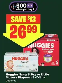 FreshCo Huggies Snug & Dry or Little Movers Diapers offer