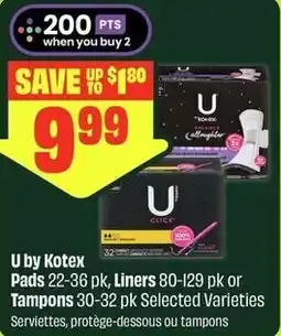FreshCo U by Kotex pads, liners or tampons offer