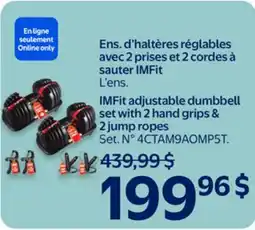 Walmart IMFit adjustable dumbbell set with 2 hand grips & 2 jump ropes offer