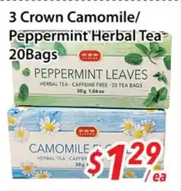 Bestco Food Mart 3 Crown Camomile/ Peppermint Herbal Tea offer