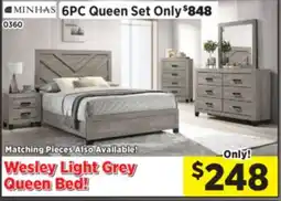 Surplus Furniture Wesley Light Grey Oak Queen Bed offer