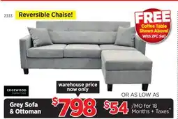 Surplus Furniture Grey 2Pc Sofa with Ottoman offer