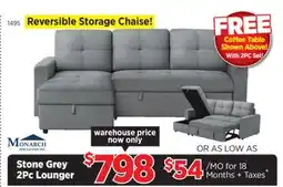 Surplus Furniture Stone Grey 2Pc Lounger with Storage offer