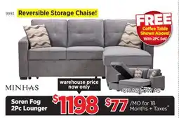 Surplus Furniture Soren Fog 2Pc Storage Sleeper offer