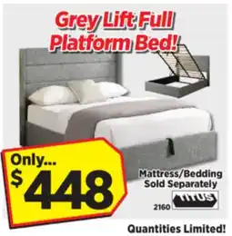Surplus Furniture Grey Lift Full Platform Bed! offer