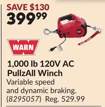 Princess Auto 1,000 lb 120V AC PullzAll Winch offer