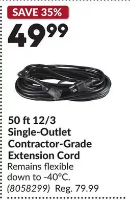 Princess Auto 50 ft 12/3 Single-Outlet Contractor-Grade Extension Cord offer